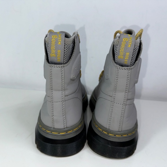 Dr Martens Quinton Mid Grey Moto Combat Military Style Boots Mens 4 Women's 5 - Picture 10 of 15
